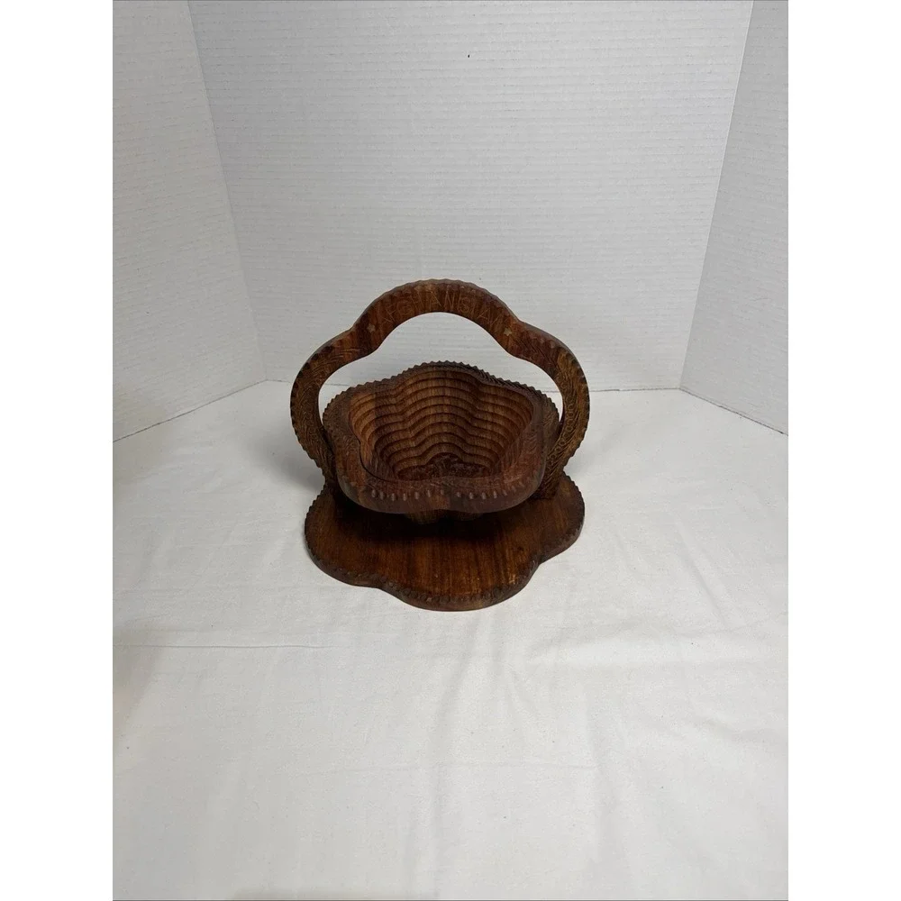 VTG.Folding Spiral Collapsible Wooden Swivel To Close. Afghanistan. bowl 7.5